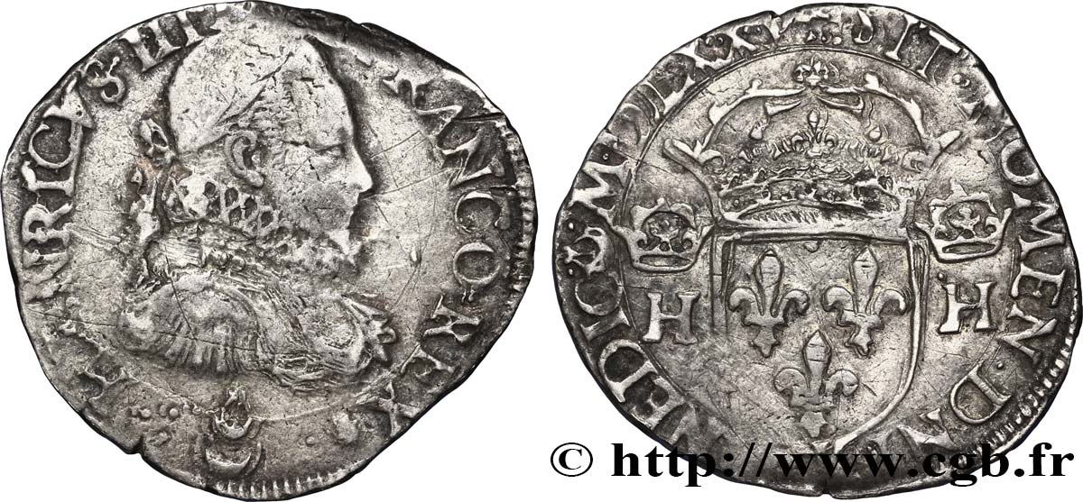 HENRY III Teston, 1er type sans le titre de roi de Pologne 1575 Bordeaux VF