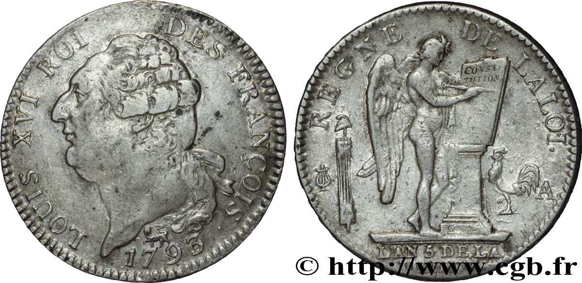 LA CONVENTION Écu dit  au génie , légende FRANÇOIS 1793 Paris TB+