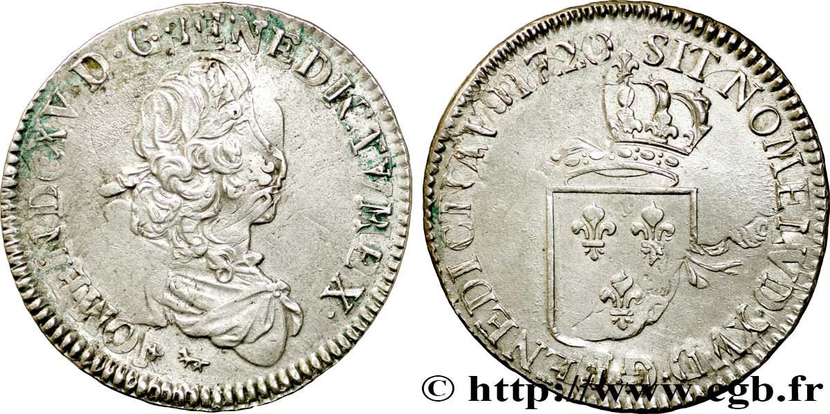 LOUIS XV DIT LE BIEN AIMÉ Écu de France 1720 Paris TB+/TTB