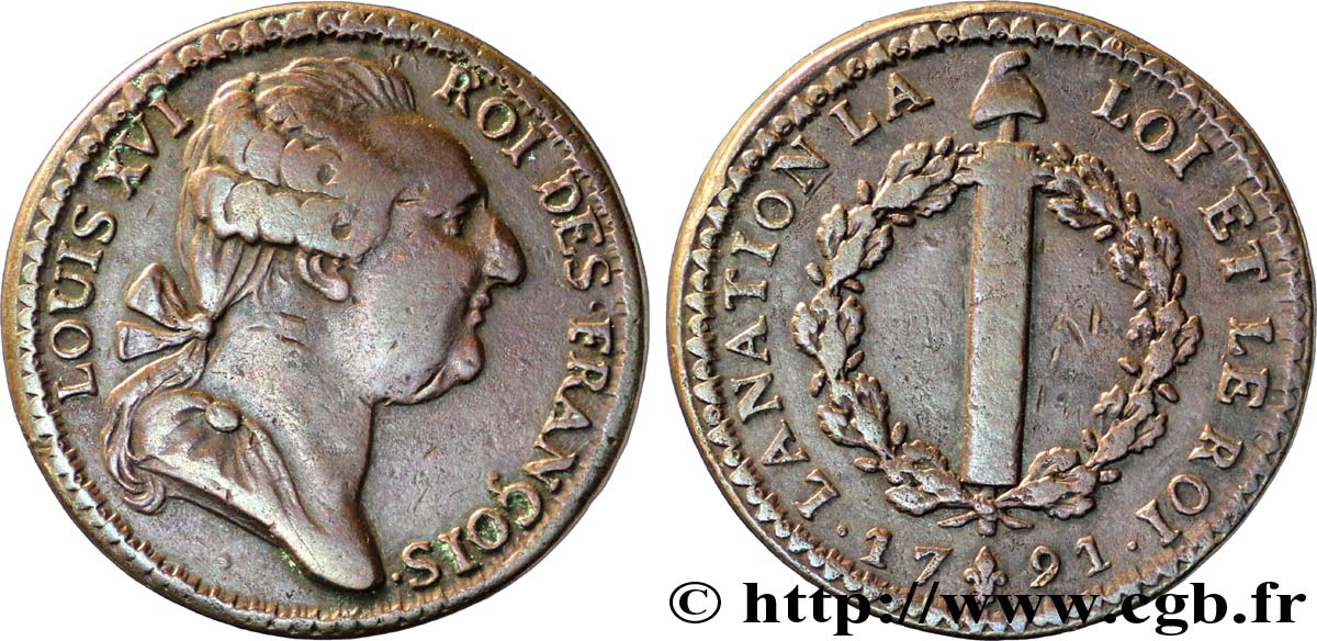 LOUIS XVI Essai 12 deniers dit  au faisceau , type FRANÇOIS 1791  XF