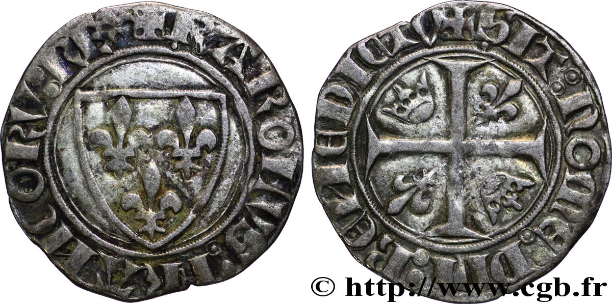 CHARLES VI LE FOU OU LE BIEN AIMÉ Blanc dit  guénar  n.d. Crémieu TTB