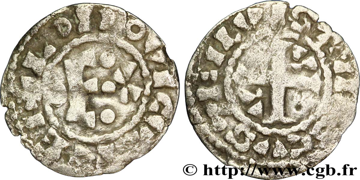 LOUIS VI LE GROS Denier, 4e type n.d. Étampes TB