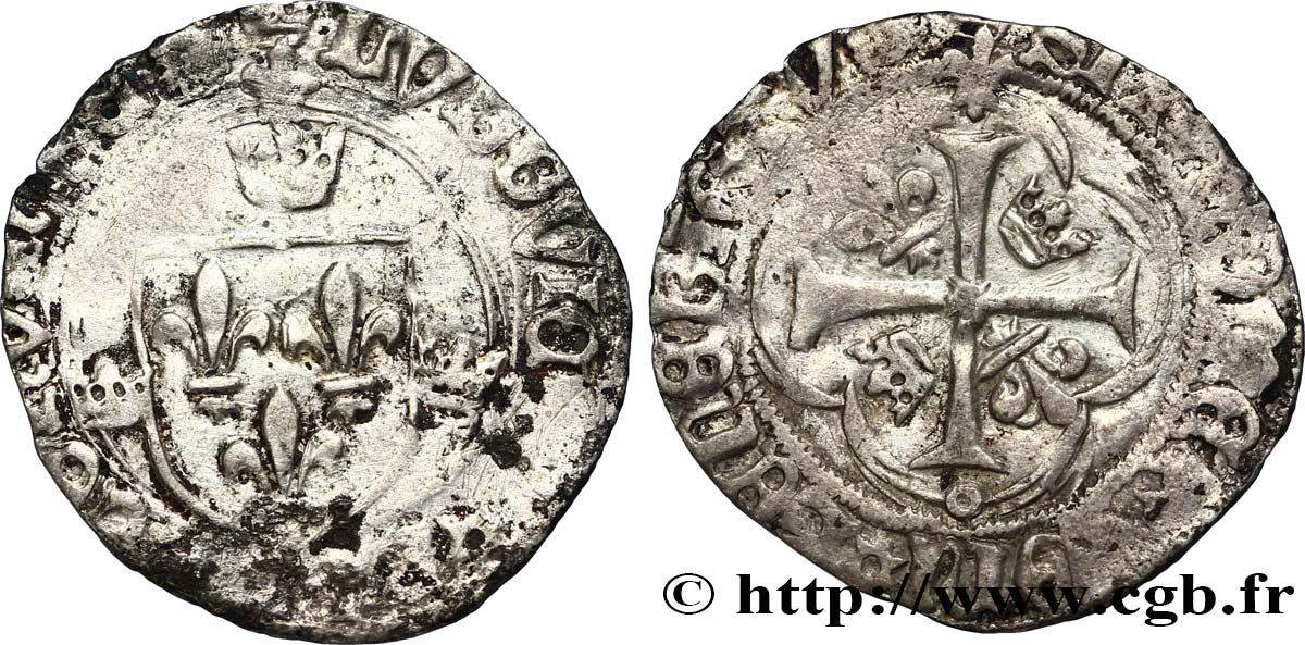 LOUIS XII LE PÈRE DU PEUPLE Douzain ou grand blanc à la couronne n.d. Dijon B/TB