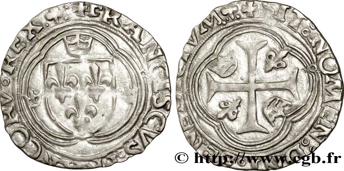 FRANÇOIS IER LE RESTAURATEUR DES LETTRES Grand blanc à la couronne, 1er type n.d. Toulouse TB+