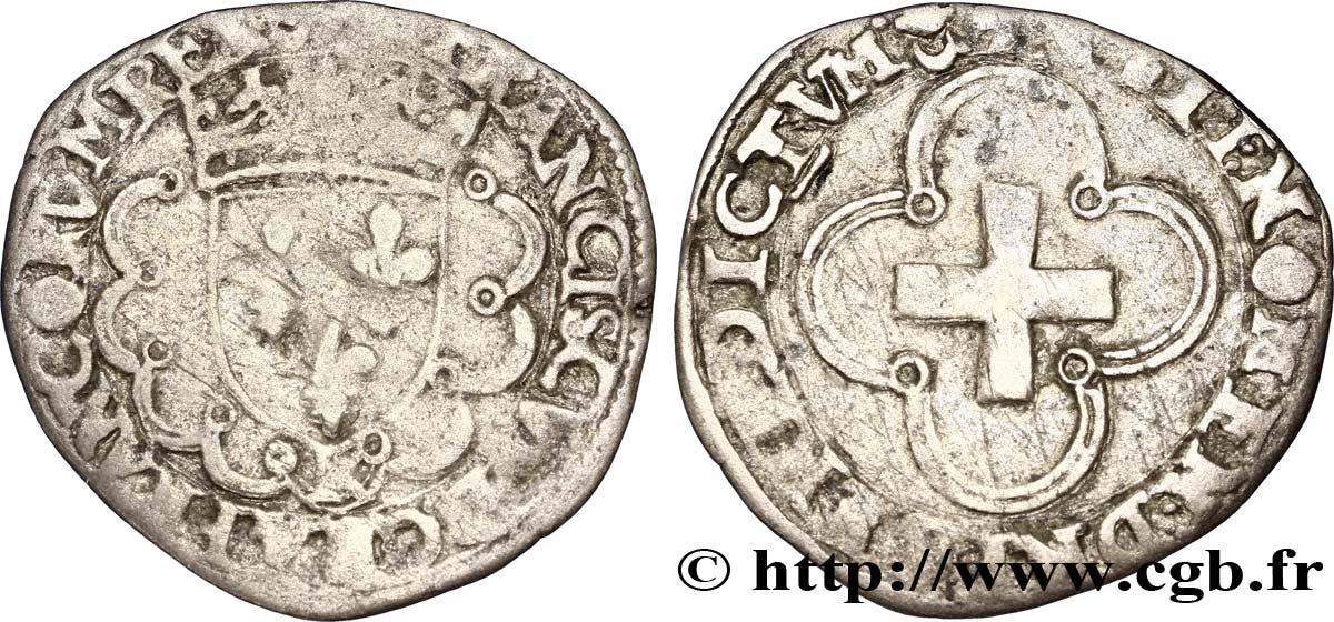 FRANÇOIS IER LE RESTAURATEUR DES LETTRES Douzain à la croisette, 1er type n.d. Bordeaux TB+