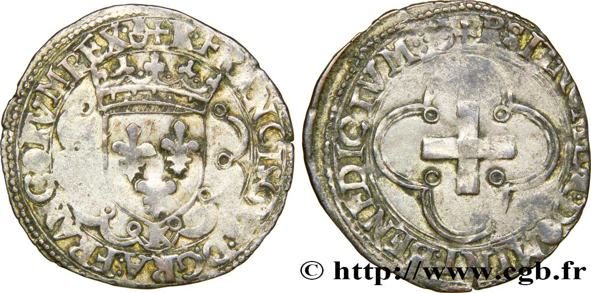 FRANÇOIS IER LE RESTAURATEUR DES LETTRES Douzain à la croisette, 1er type n.d. Bordeaux TTB