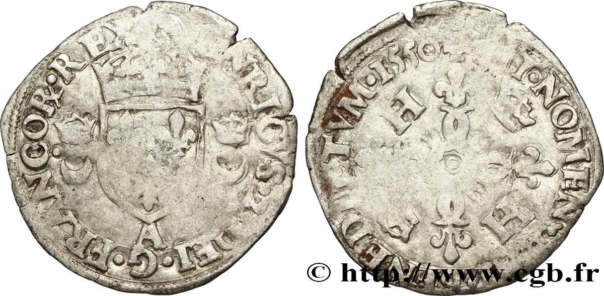HENRI II Douzain aux croissants 1550 Paris TB