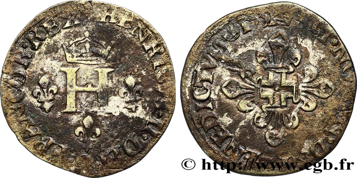HENRI II Double sol Parisis, ou six blancs ou  gros de Nesle  1550 Paris, Moulin de Nesle TB