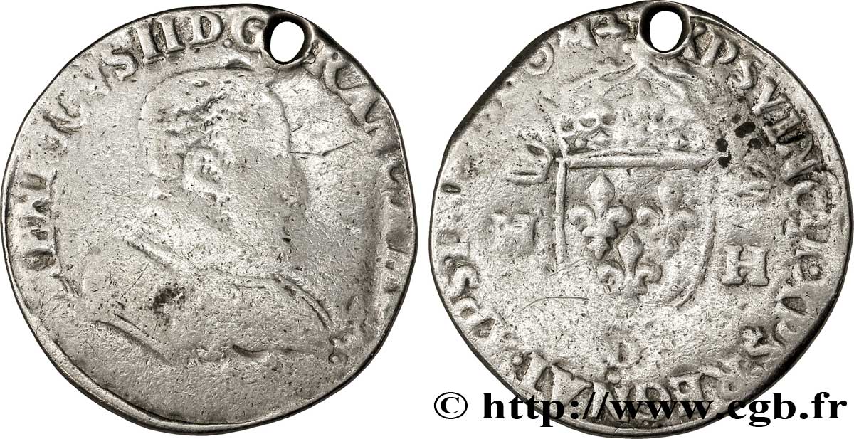 FRANÇOIS II. MONNAYAGE AU NOM D HENRI II Teston à la tête nue, 1er type 1560 Lyon B
