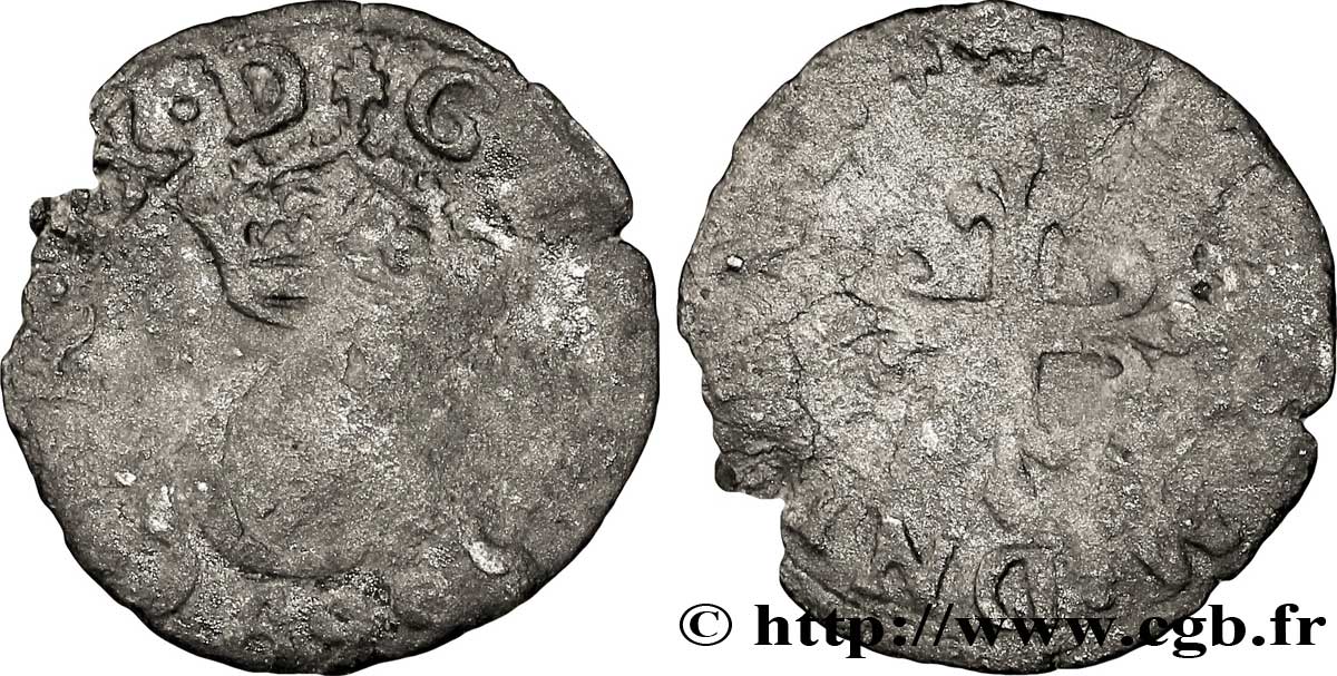 HENRI III. MONNAYAGE AU NOM DE CHARLES IX Liard au C couronné, 1re émission 1566 Paris B