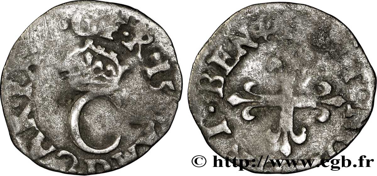 HENRY III. COINAGE AT THE NAME OF CHARLES IX Liard au C couronné, 2e émission n.d. Lyon VF