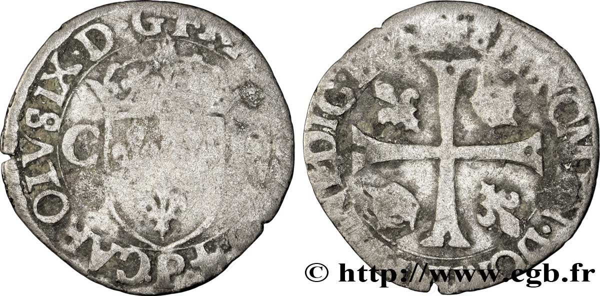 CHARLES IX Douzain aux deux C, 1er type 1574 Dijon TB