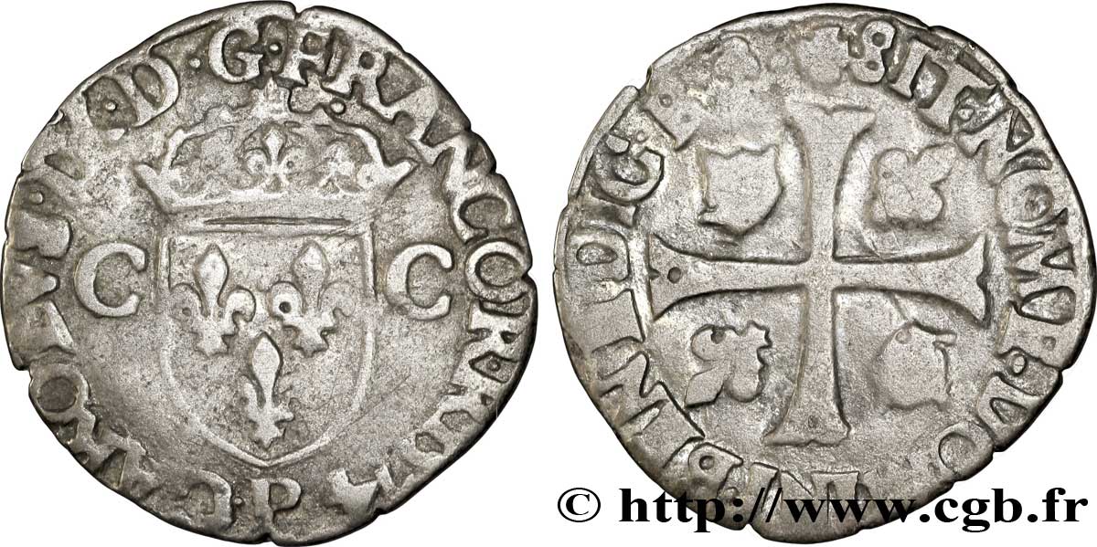 CHARLES IX Douzain aux deux C, 1er type 1574 Dijon TB+