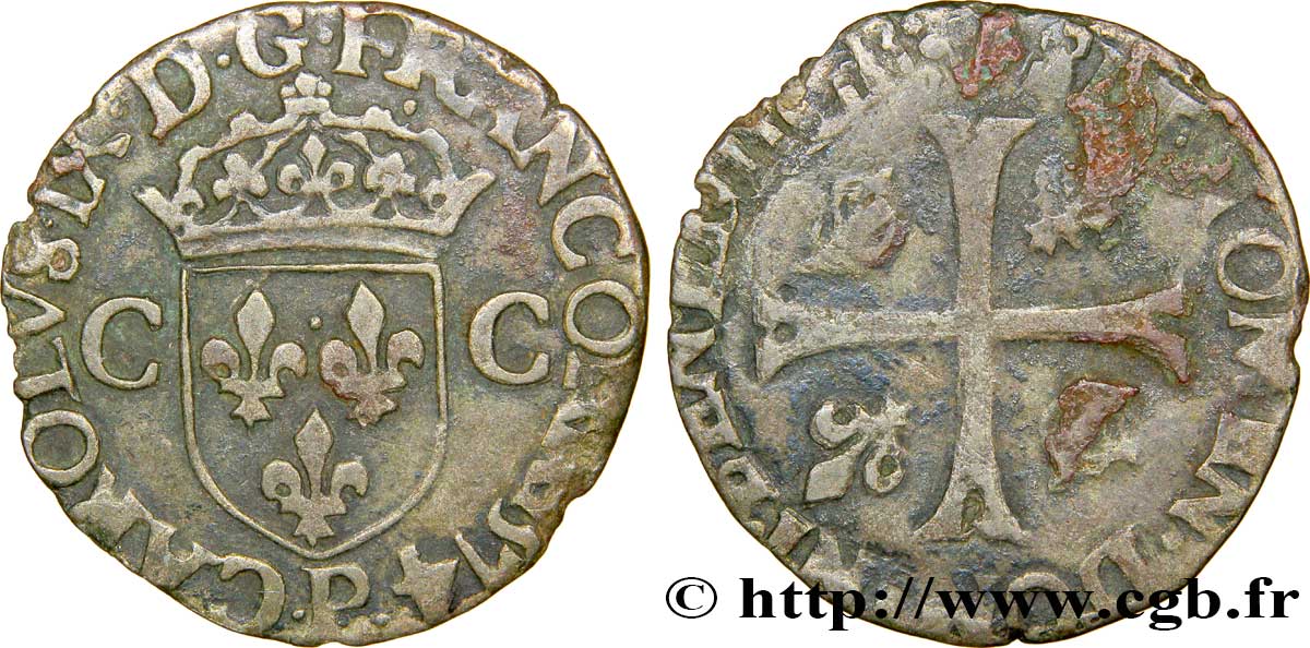 CHARLES IX Douzain aux deux C, 1er type 1574 Dijon TB+