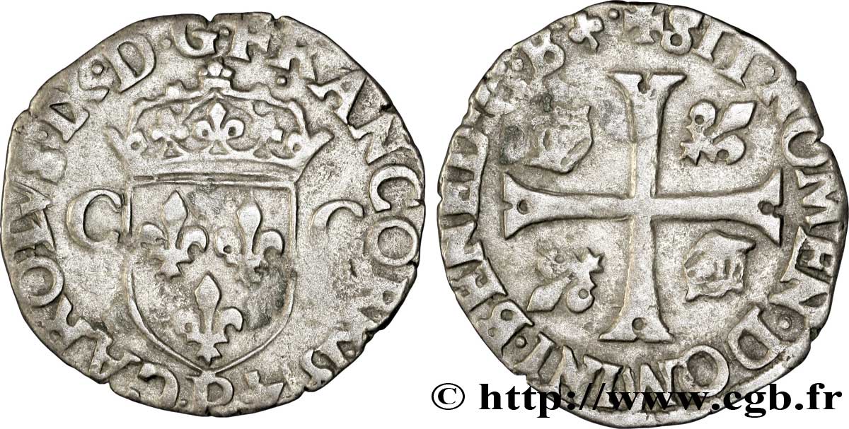 CHARLES IX Douzain aux deux C, 1er type 1574 Dijon TTB