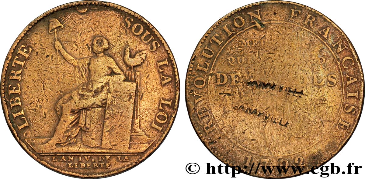 REVOLUTION COINAGE Monneron de 2 sols à la Liberté 1792 Birmingham, Soho G