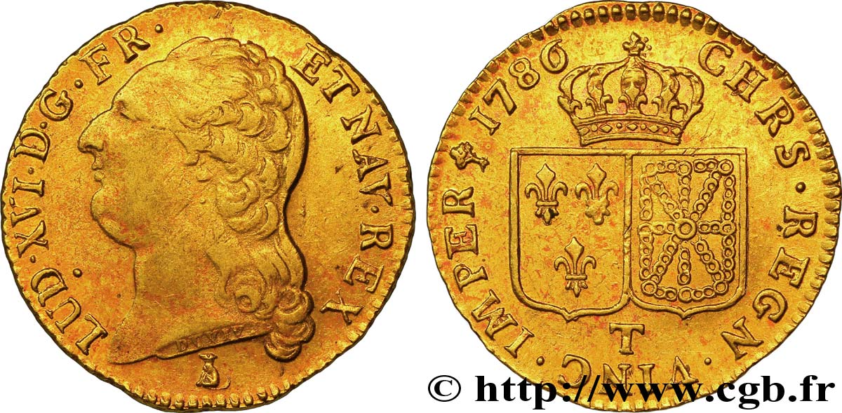 LOUIS XVI Louis d or aux écus accolés 1786 Nantes AU