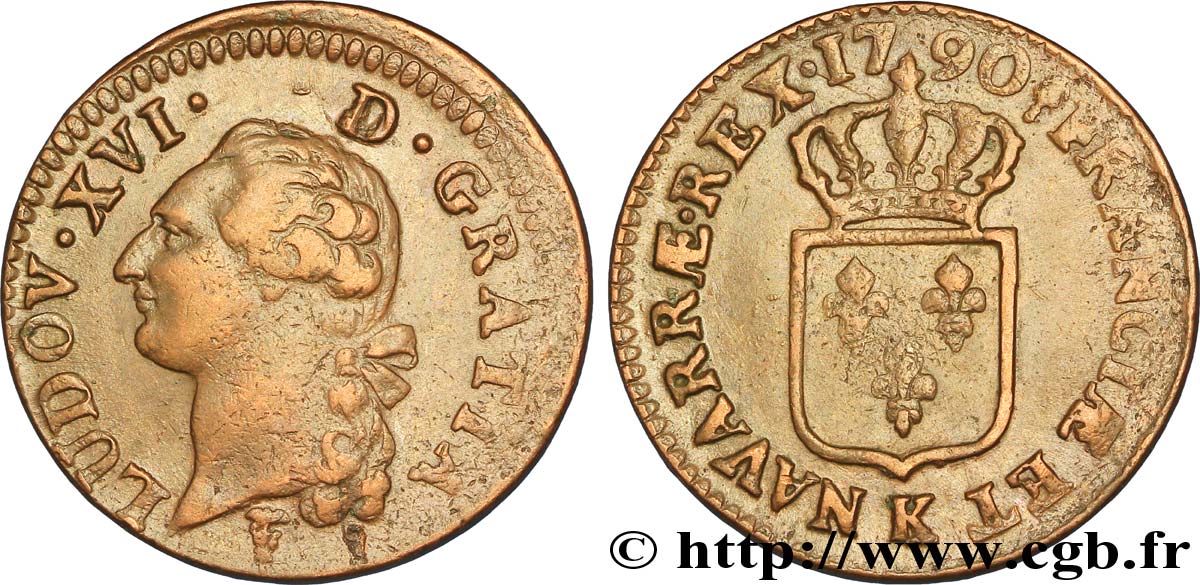 LOUIS XVI Sol dit  à l écu  1790 Bordeaux TTB