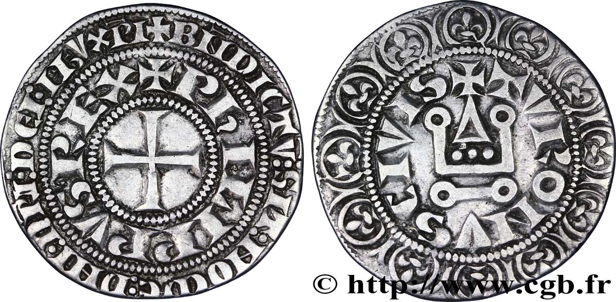 PHILIPPE III LE HARDI ET PHILIPPE IV LE BEL - MONNAYAGE COMMUN (à partir de 1280) Gros tournois à l&nbsp;O rond n.d. s.l. TTB