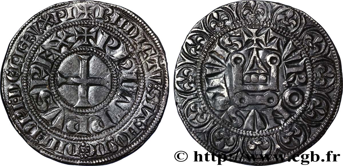 PHILIPPE III LE HARDI ET PHILIPPE IV LE BEL - MONNAYAGE COMMUN (à partir de 1280) Gros tournois à l&nbsp;O rond n.d. s.l. TTB+