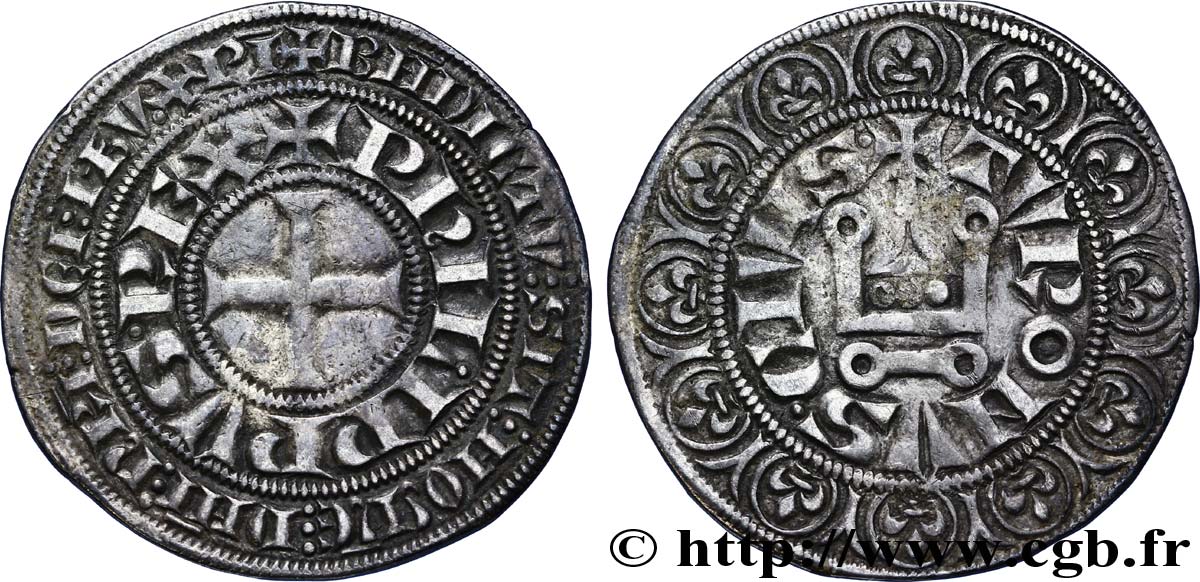 PHILIPPE III LE HARDI ET PHILIPPE IV LE BEL - MONNAYAGE COMMUN (à partir de 1280) Gros tournois à l&nbsp;O rond n.d.  TTB
