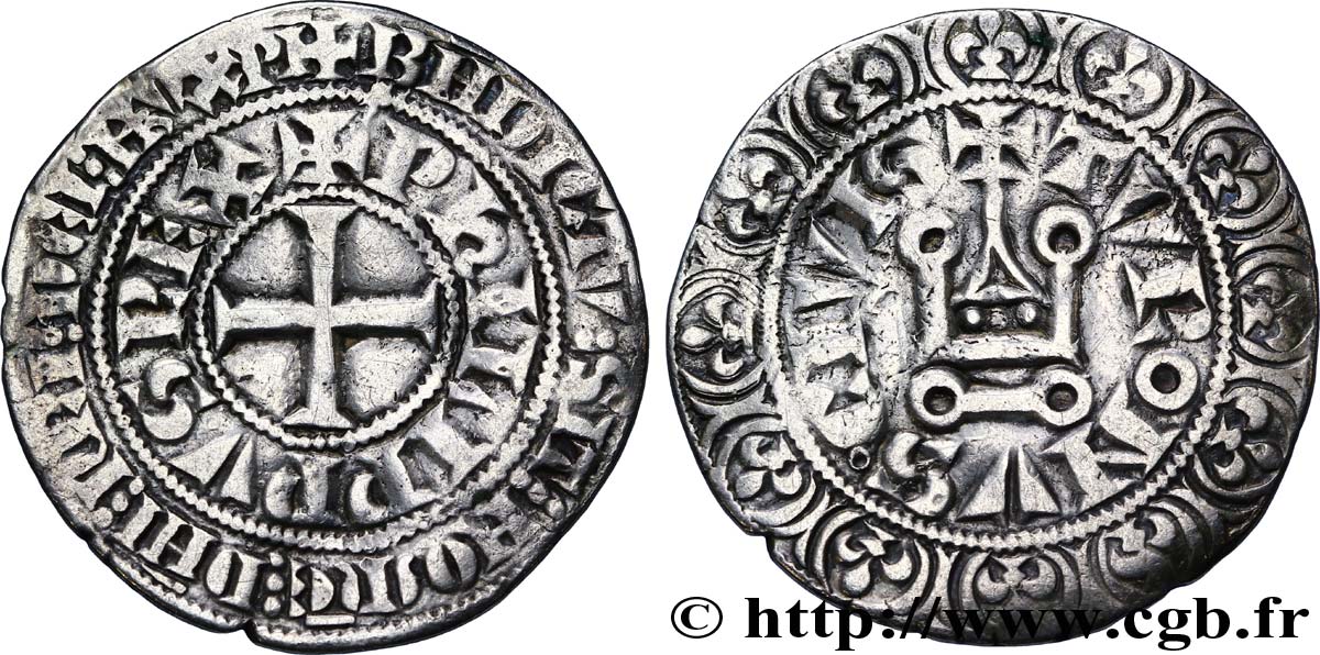PHILIPPE IV LE BEL Gros tournois à l&nbsp;O rond n.d. s.l. TB+