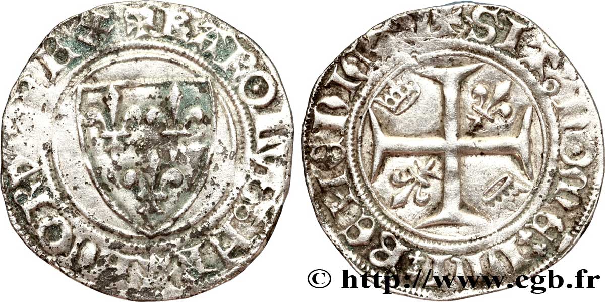 CHARLES VI LE FOU OU LE BIEN AIMÉ Blanc dit &nbsp;guénar&nbsp; n.d. Sainte-Menehould ou Châlons-en-Champagne TTB/TTB+