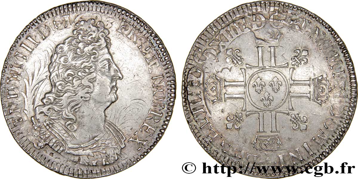 LOUIS XIV LE GRAND OU LE ROI SOLEIL Écu aux huit L, 2e type n.d. Paris TTB