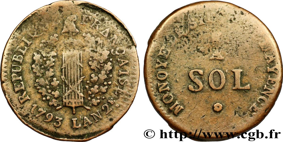 SIÈGE DE MAYENCE 1 sol 1793 Mayence TB