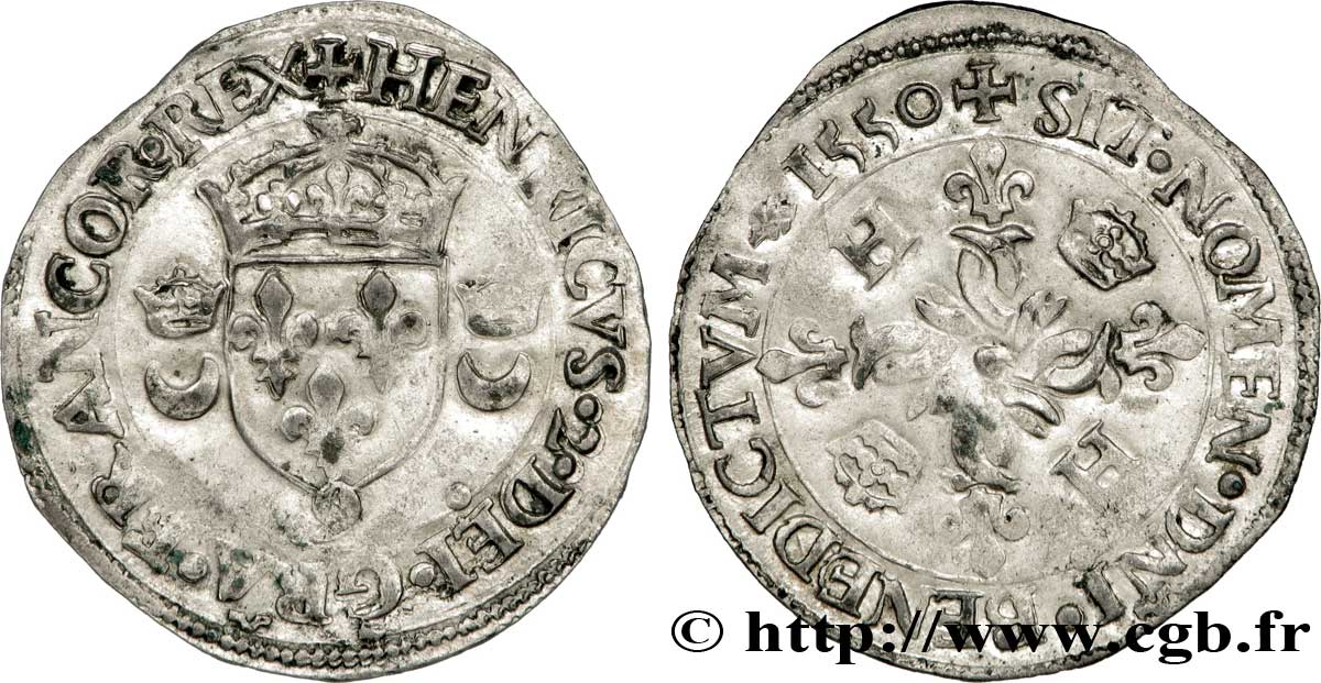 HENRI II Douzain aux croissants 1550 Rennes TTB/TTB+