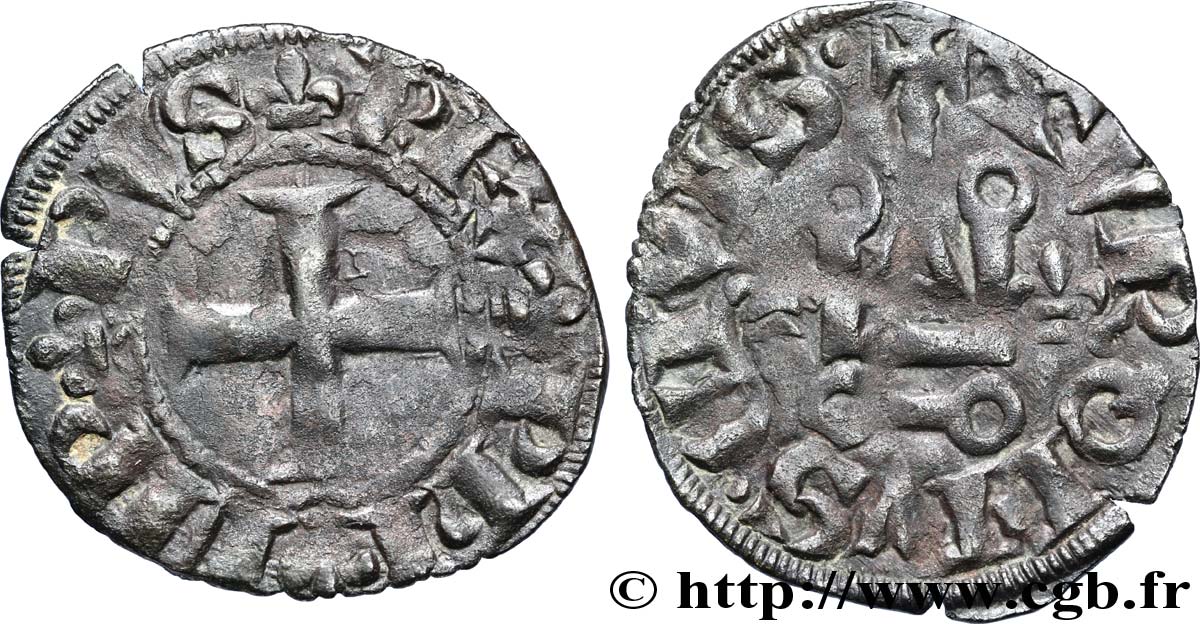 PHILIPPE VI DE VALOIS Denier tournois, 4e type n.d. s.l. TTB