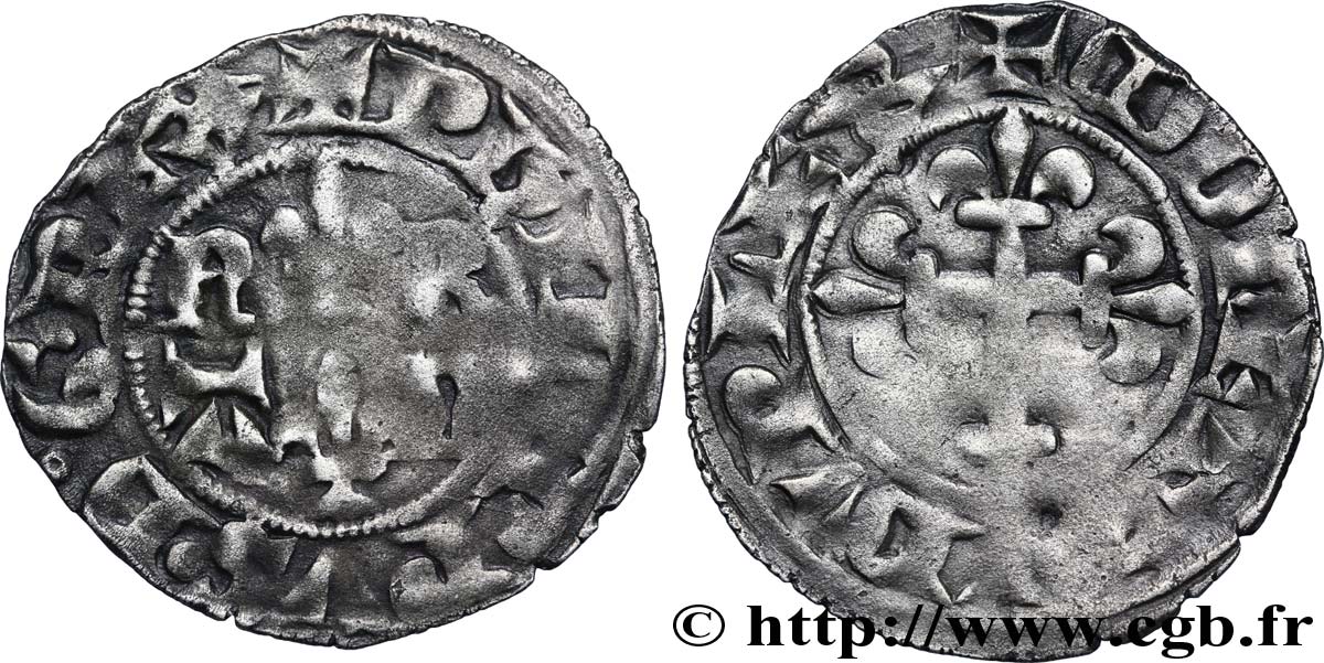 PHILIPPE VI DE VALOIS Double tournois, 1er type n.d.  TTB