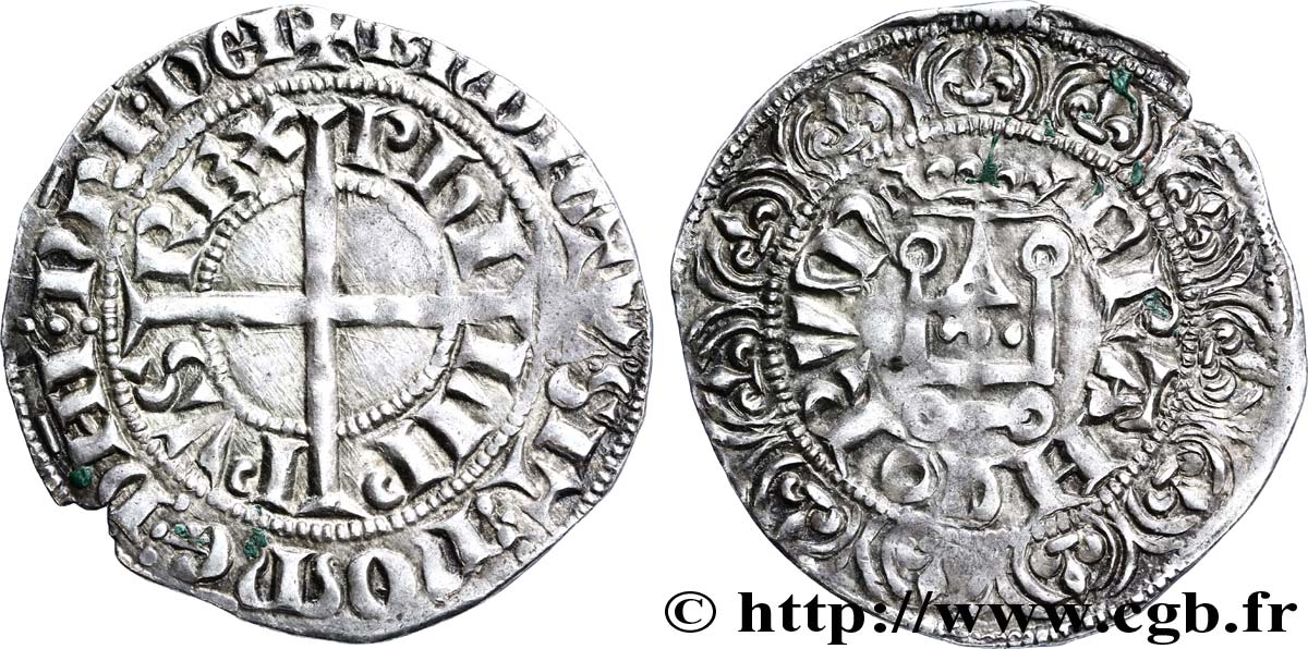 PHILIPPE VI DE VALOIS Gros à la couronne n.d.  TTB