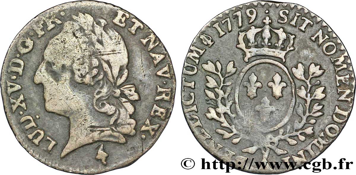 LOUIS XVI Vingtième d&nbsp;écu aux branches d&nbsp;olivier, buste lauré 1779 Paris TB