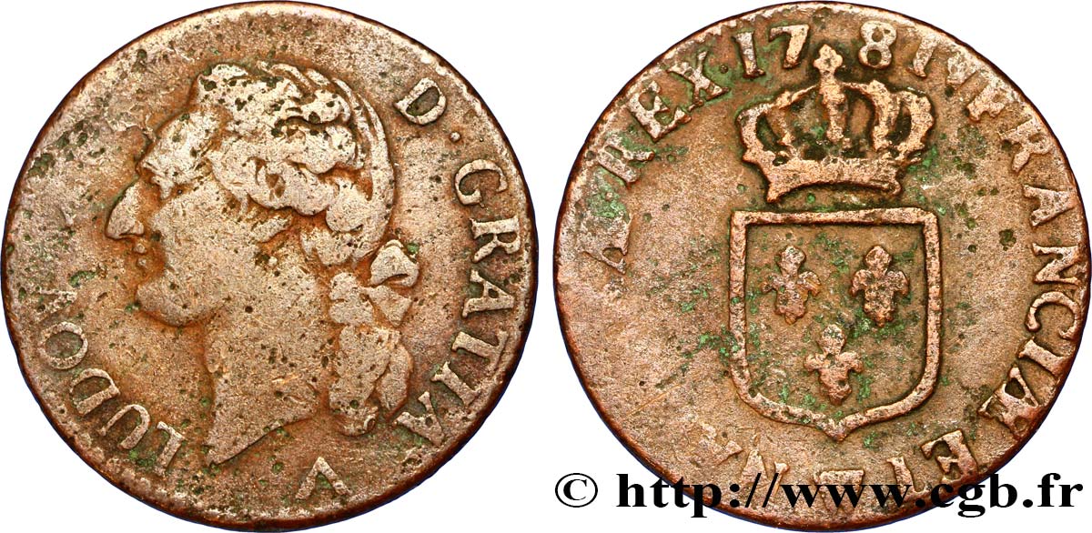 LOUIS XVI Demi-sol dit &nbsp;à l&nbsp;écu&nbsp; 1781 Lille B+