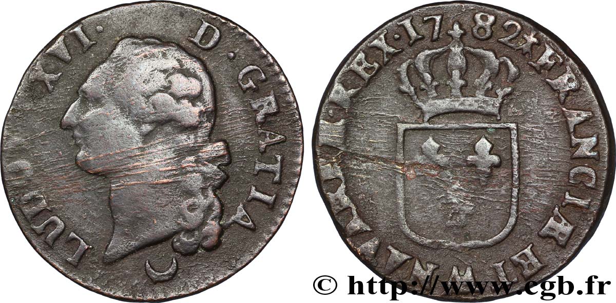 LOUIS XVI Sol dit  à l écu  1782 Metz TB