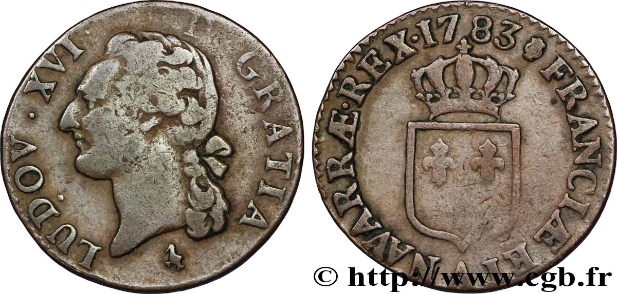 LOUIS XVI Demi-sol dit &nbsp;à l&nbsp;écu&nbsp; 1783 Paris B+