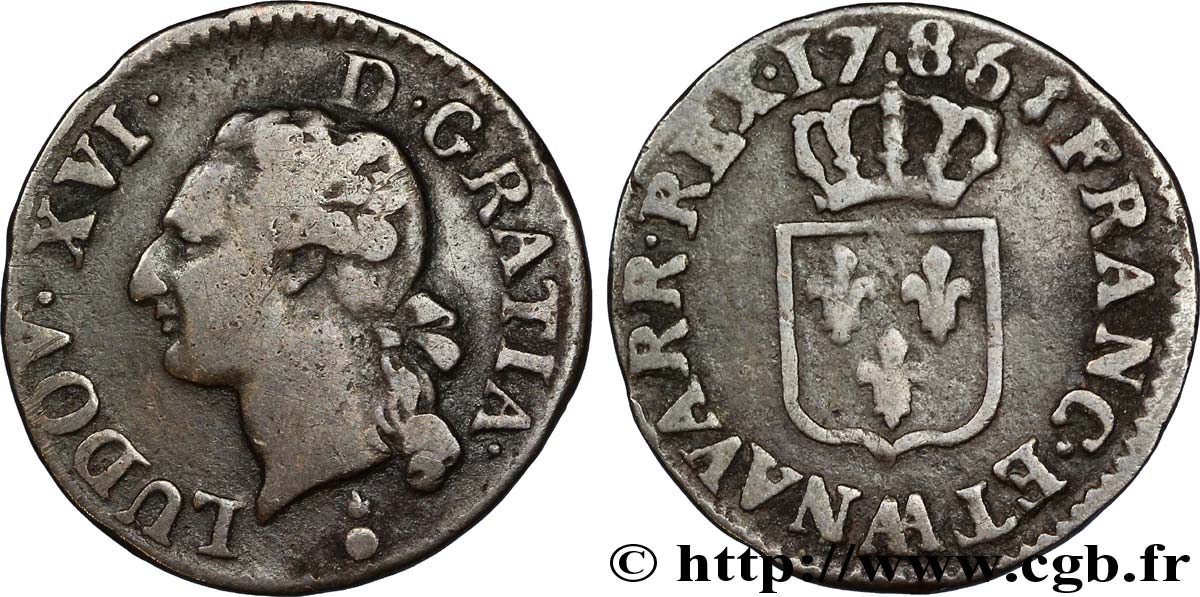 LOUIS XVI Liard dit “à l&nbsp;écu” 1786 Metz TB