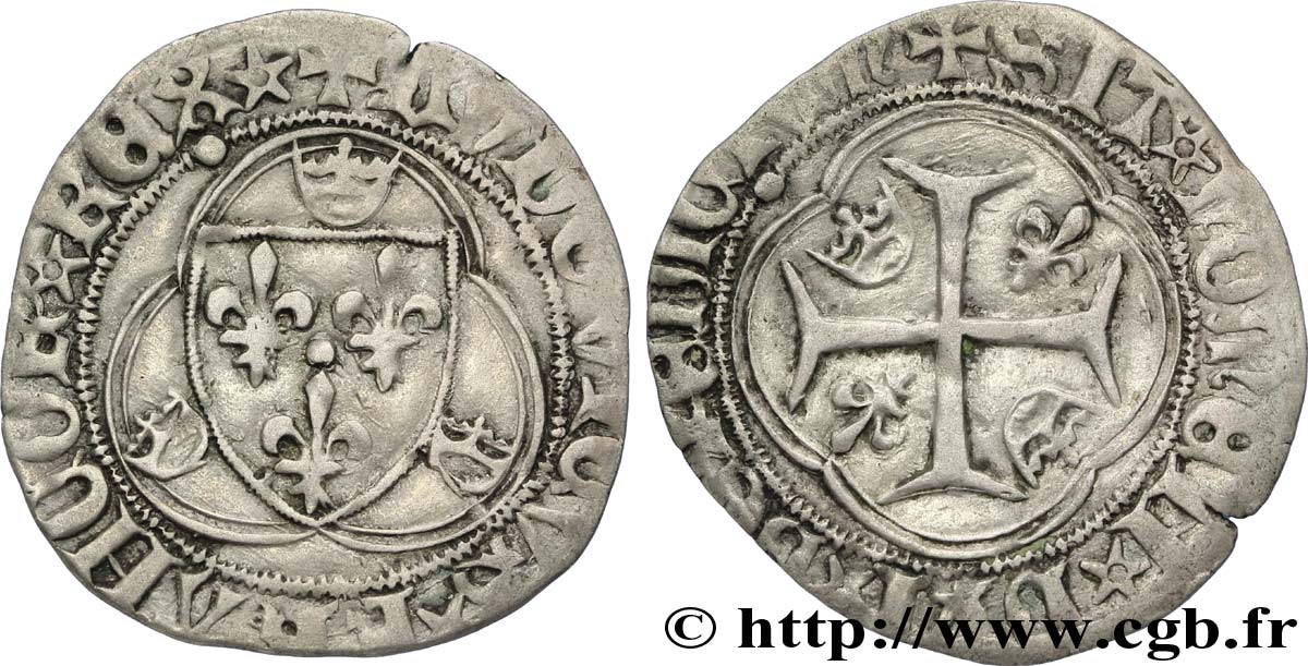 LOUIS XI LE PRUDENT Blanc à la couronne n.d. Paris TB+
