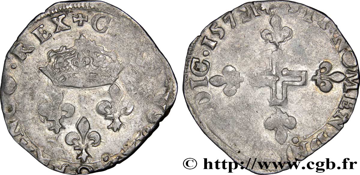 CHARLES IX Double sol parisis, 1er type 1572 Limoges TB+