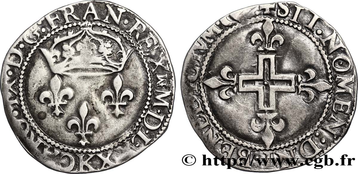 CHARLES IX Double sol parisis, 1er type 1570 Bordeaux MBC
