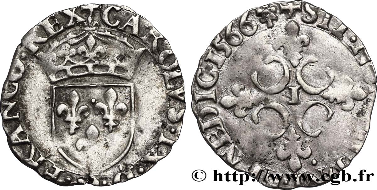 CHARLES IX Sol parisis, 1er type 1566 Limoges MBC