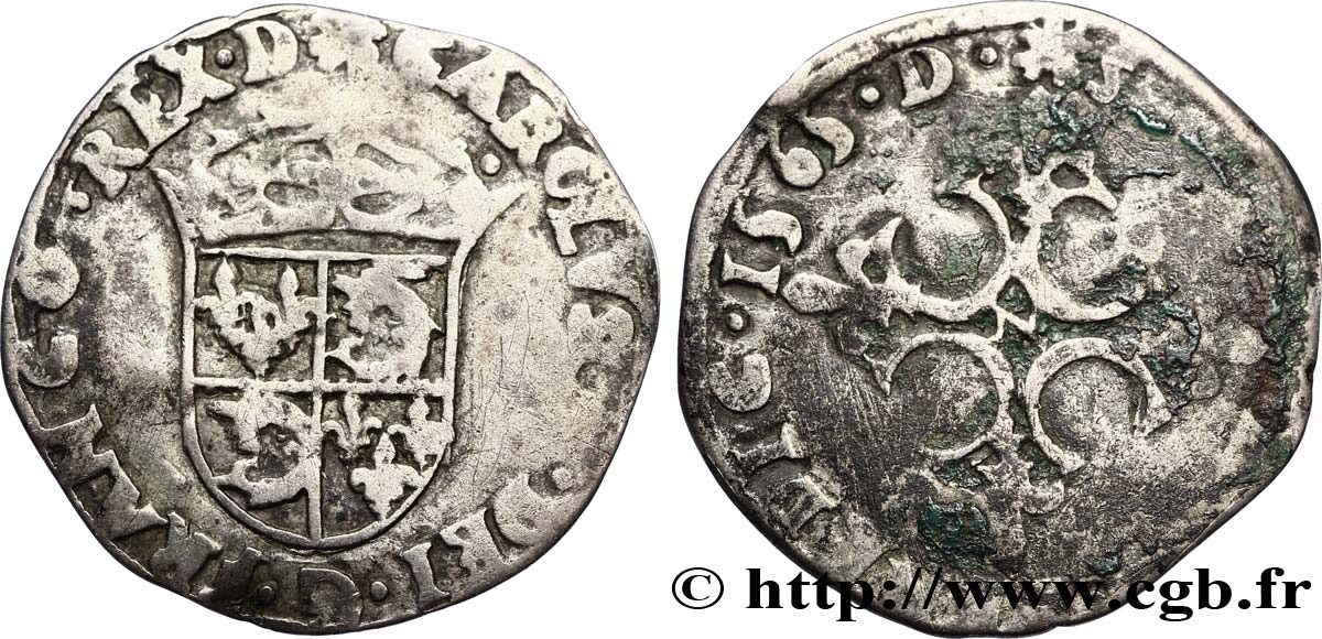 CHARLES IX Sol parisis du Dauphiné 1565 Grenoble BC+