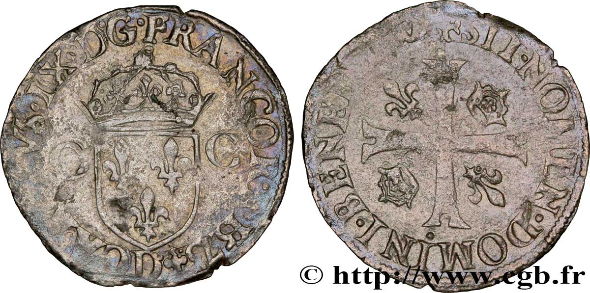 CHARLES IX Douzain aux deux C, 1er type 1573 Lyon TTB