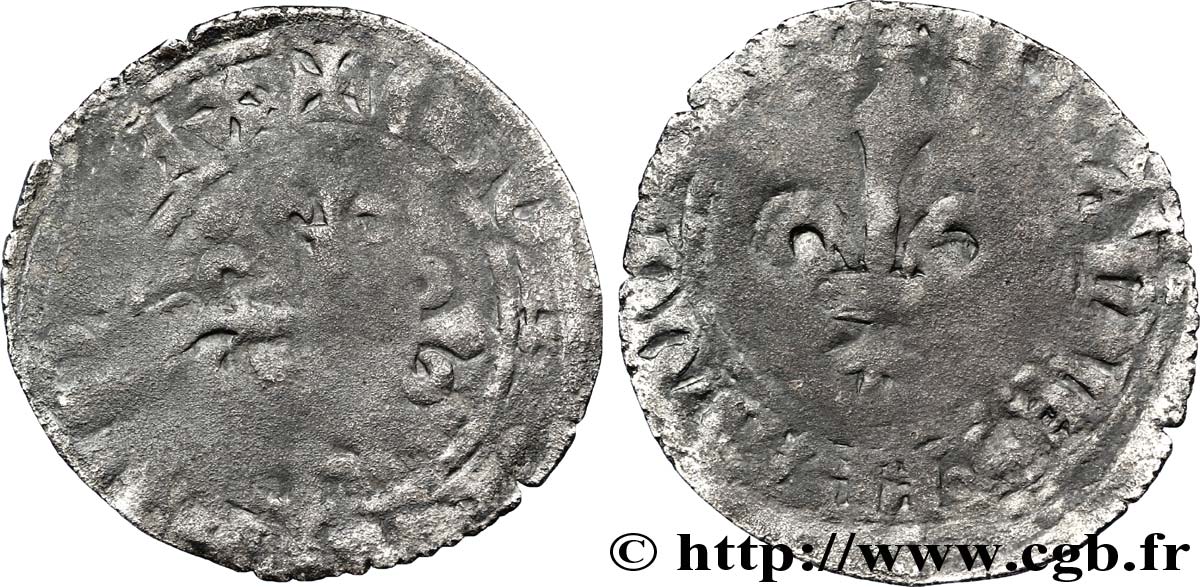 JEAN II LE BON Double tournois, 6e type n.d. s.l. B+