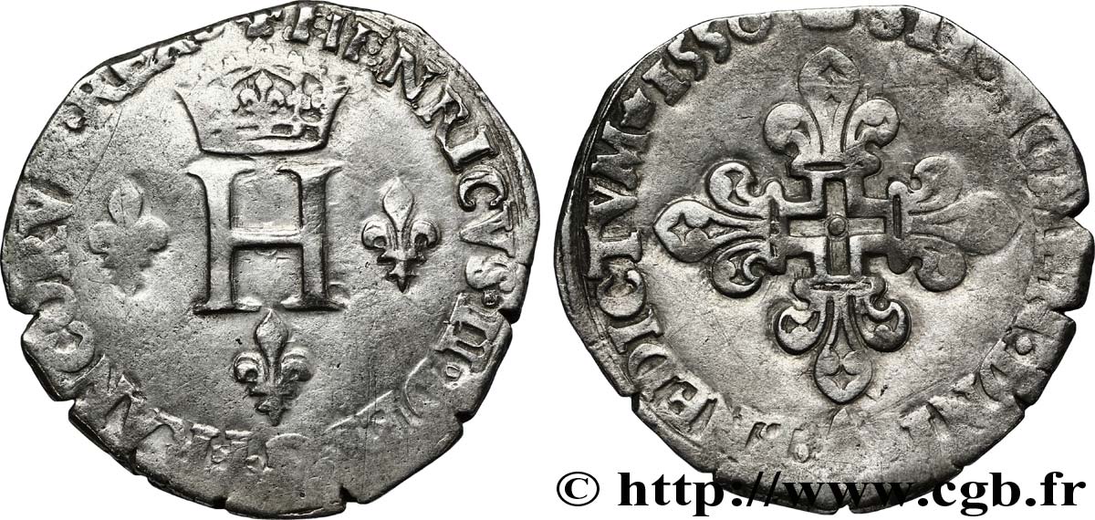 HENRI II Double sol parisis, ou six blancs ou  gros de Nesle  1550 Paris, Moulin de Nesle TB+
