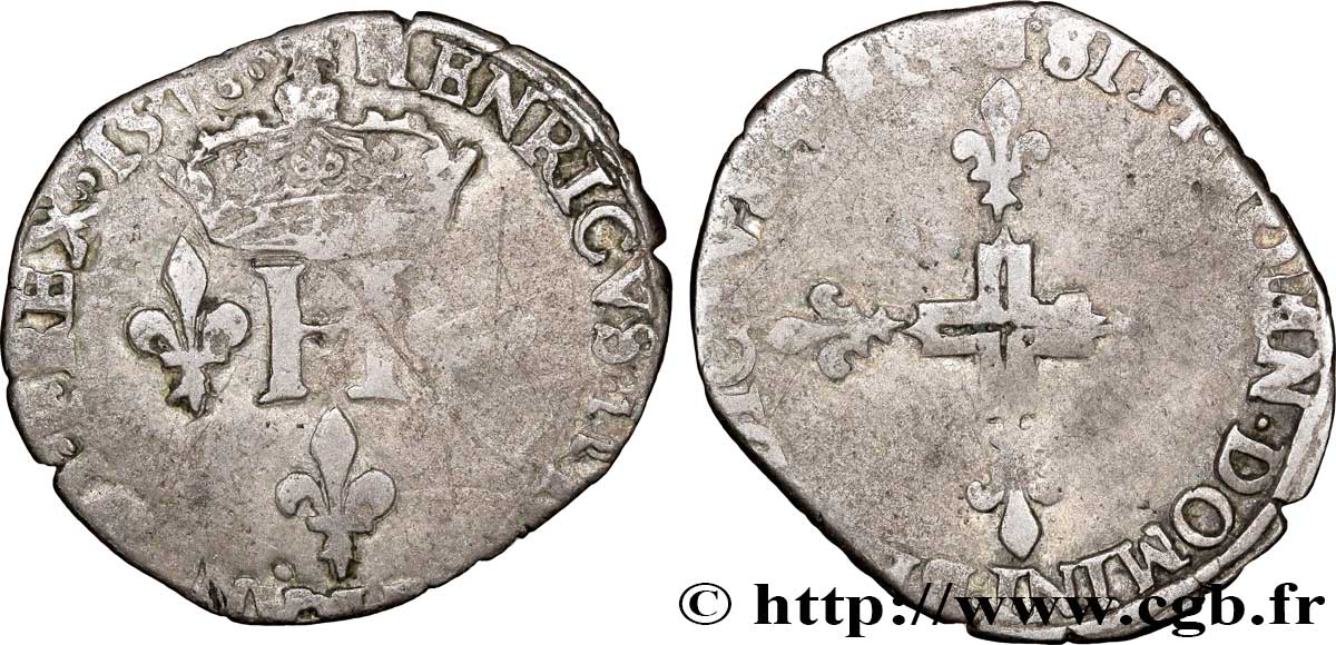 HENRI III Double sol parisis, 2e type n.d. Dijon B+