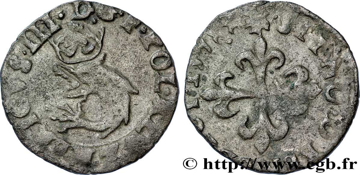 HENRI III Liard du Dauphiné, 1er type 1578 Grenoble TB+