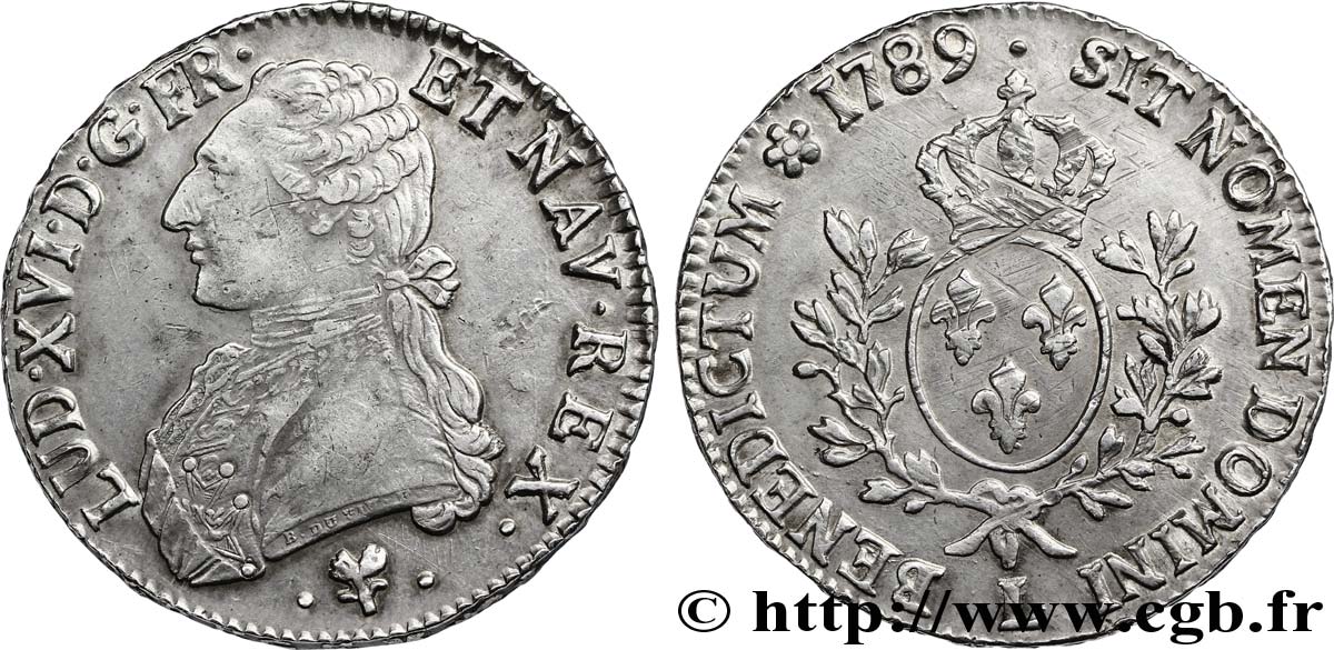 LOUIS XVI Écu aux branches d olivier 1789 Bayonne TTB+