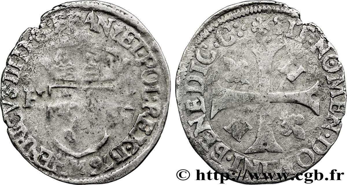 HENRI III Douzain aux deux H, 2e type 1576 Toulouse TB